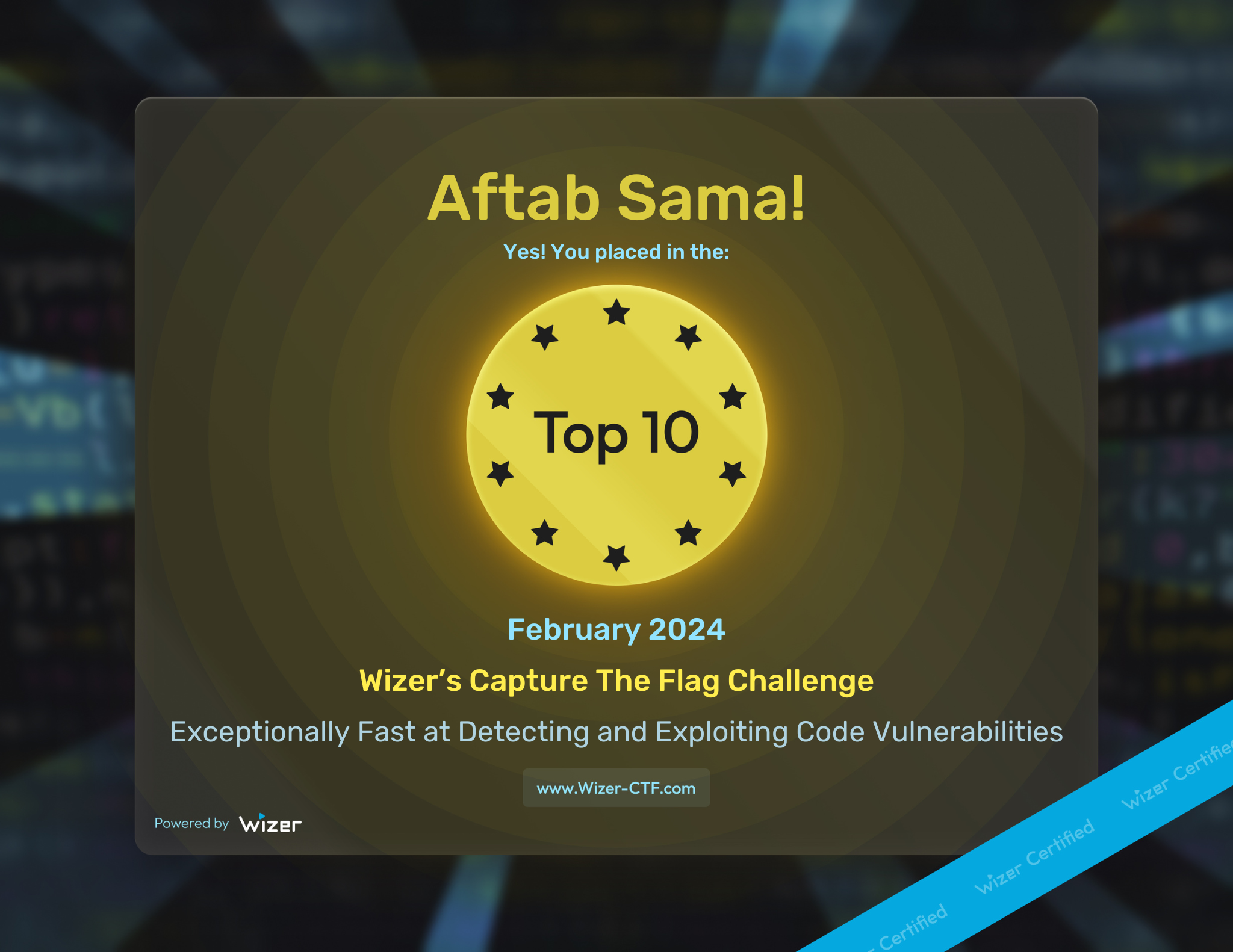Aftab Sama - Top 10 CTF Challenge